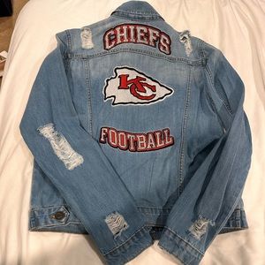 Kansas City Chief Jean Jacket. Worn 1 time. Size Medium